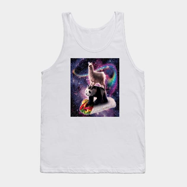 Llama Riding Panda Bear on Burrito Tank Top by Random Galaxy